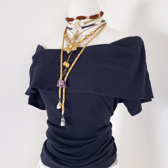 Michael Kors Off-the-Shoulder Top Knit Bardot Asymmetrical - Picture 3 of 9